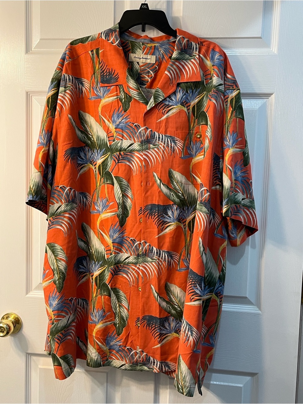 Men’s 3XT Tommy Bahama vibrant Coral Orange Tropical Bird of Paradise Camp Shirt